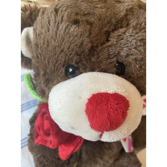 2016 Kellytoy Brown Teddy Bear w/Rose Love Bow 12" Plush Stuffed Animal … - Picture 8 of 12